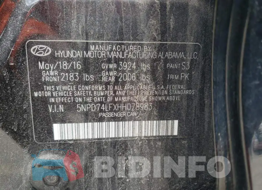 5NPD74LFXHH078983 Photo# 12