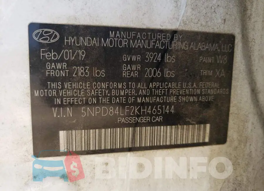 5NPD84LF2KH465144 Photo# 12