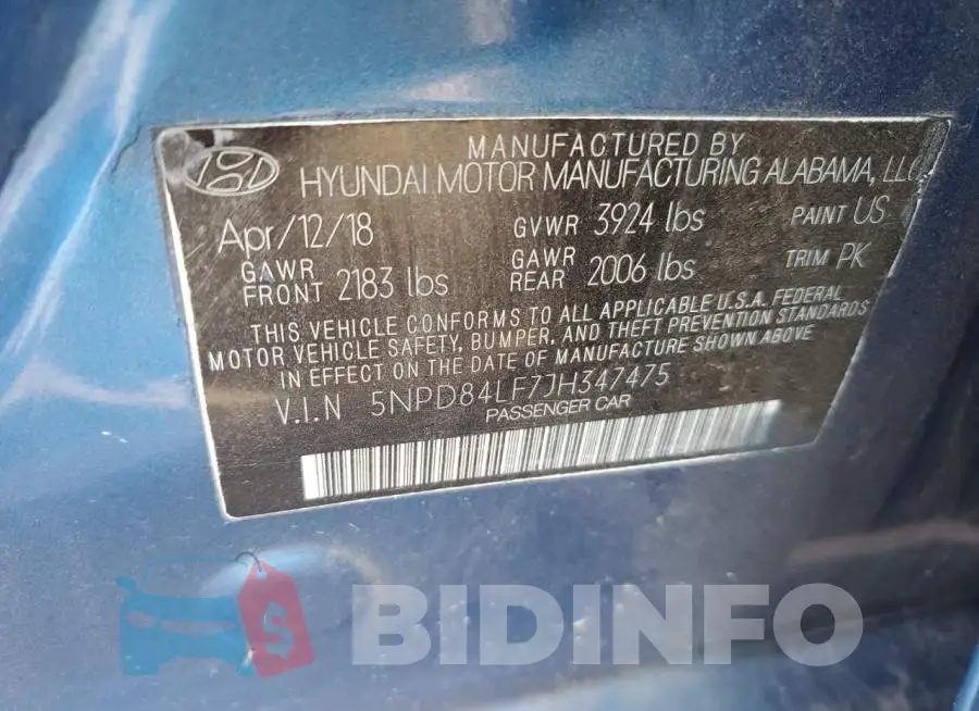 5NPD84LF7JH347475 Photo# 12