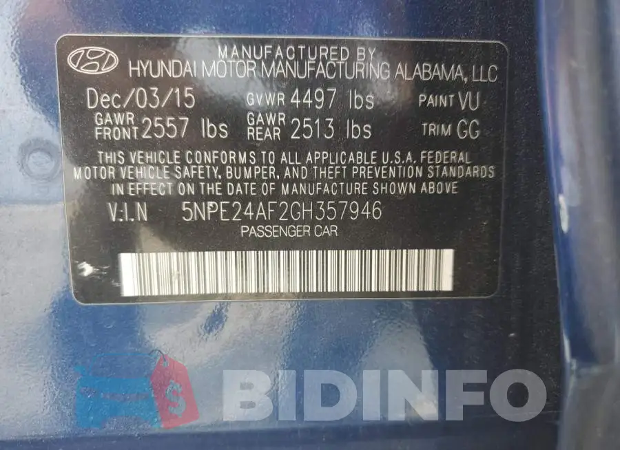 5NPE24AF2GH357946 Photo# 13