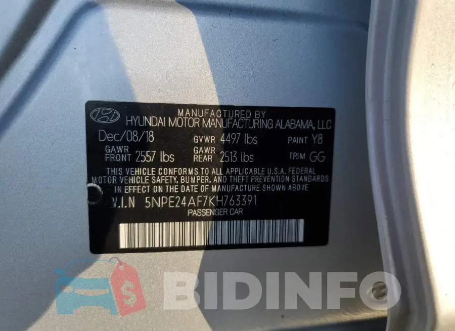 5NPE24AF7KH763391 Photo# 12