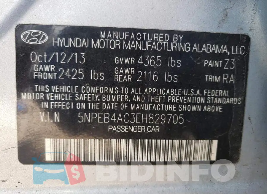 5NPEB4AC3EH829705 Photo# 12