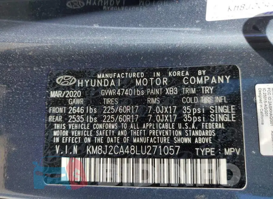 KM8J2CA48LU271057 Photo# 13