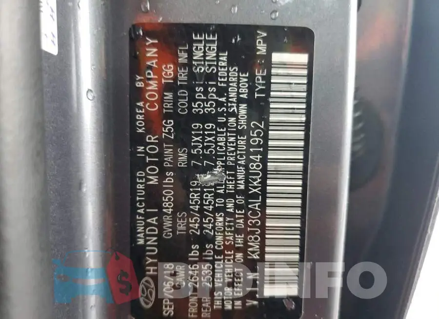 KM8J3CALXKU841952 Photo# 13