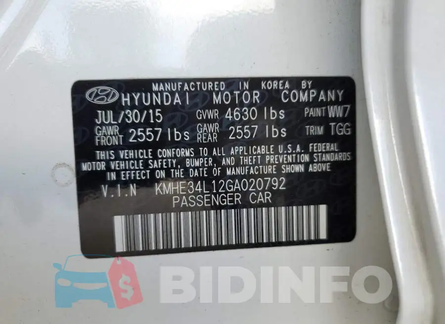 KMHE34L12GA020792 Photo# 13