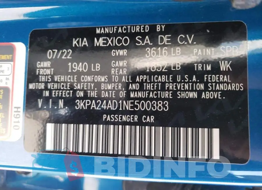 3KPA24AD1NE500383 Photo# 12