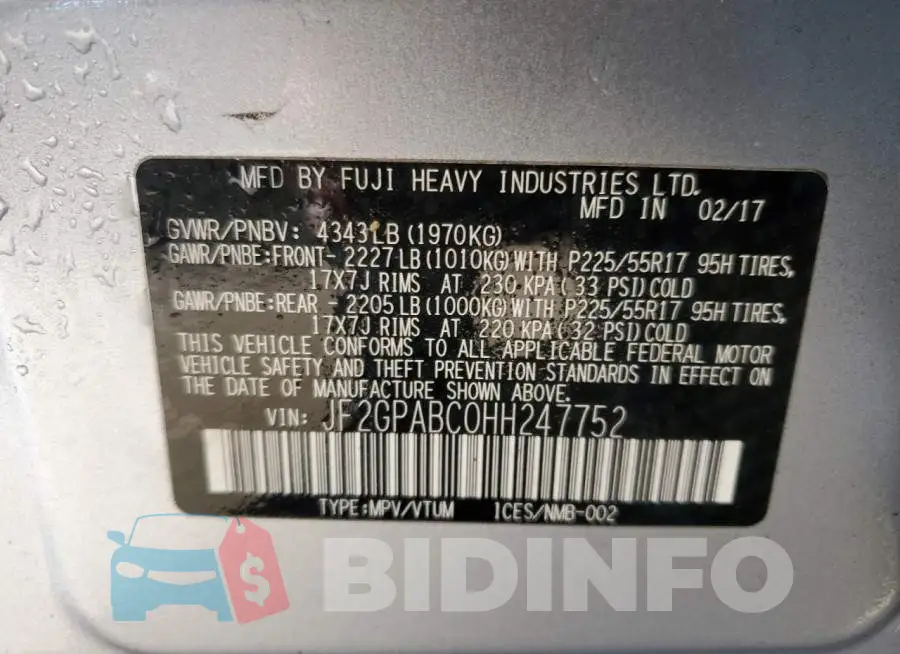 JF2GPABC0HH247752 Photo# 13