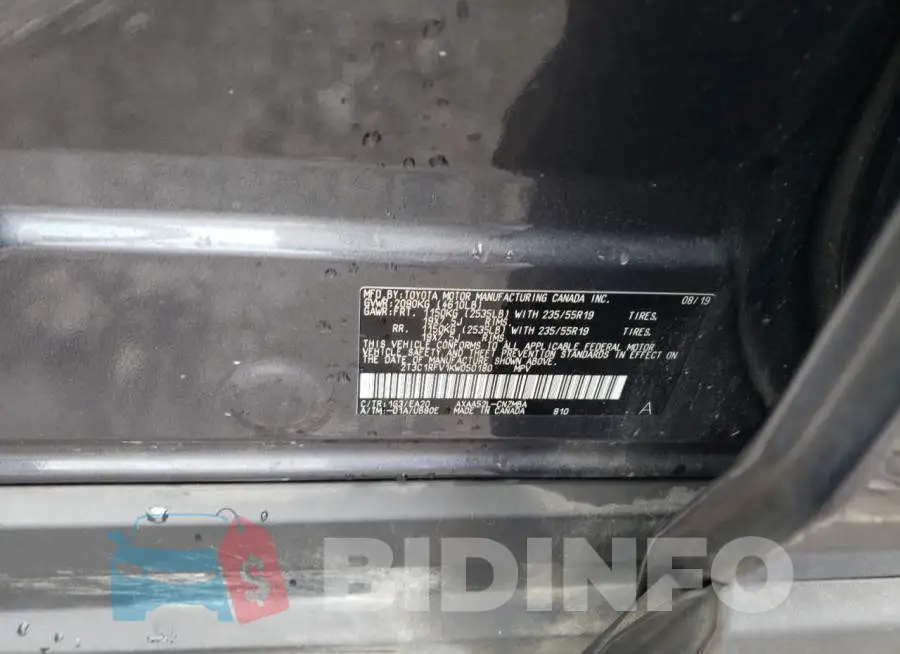 2T3C1RFV1KW050180 Photo# 13