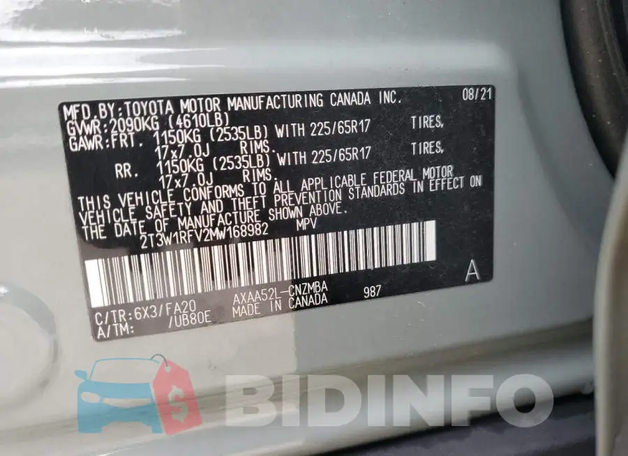 2T3W1RFV2MW168982 Photo# 13