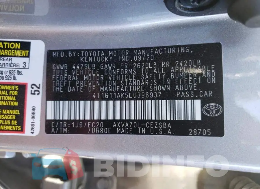 4T1G11AK5LU396937 Photo# 12