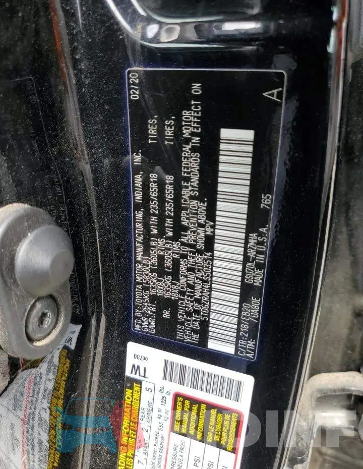5TDGZRAH4LS503514 Photo# 13
