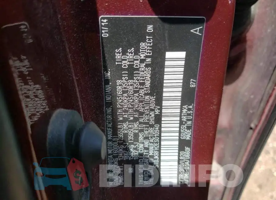 5TDJKRFH2ES010940 Photo# 14