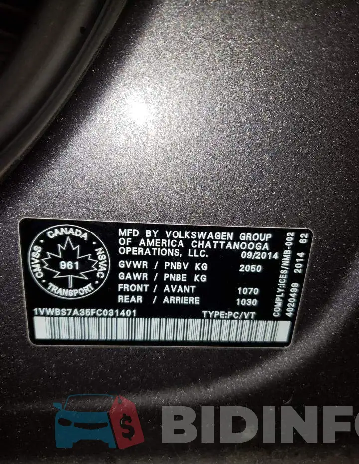 1VWBS7A35FC031401 Photo# 12