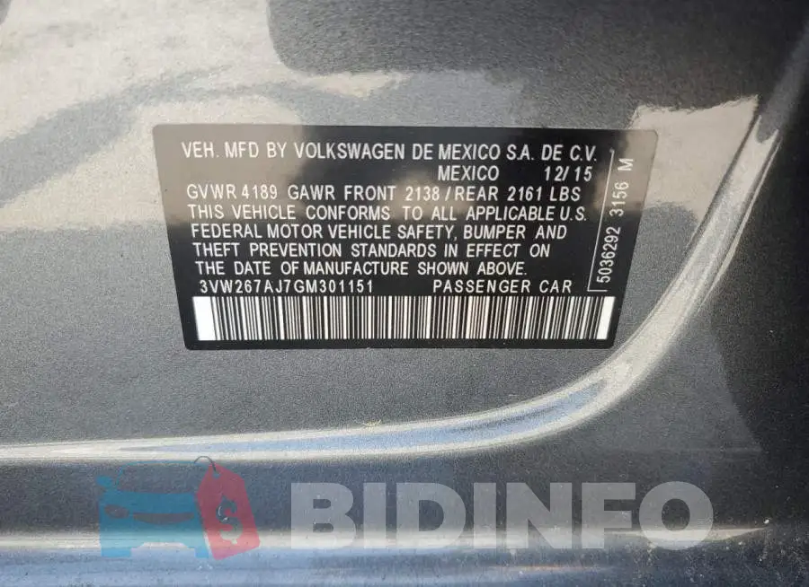 3VW267AJ7GM301151 Photo# 12
