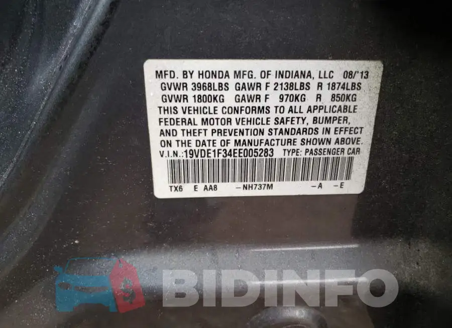 19VDE1F34EE005283 Photo# 12