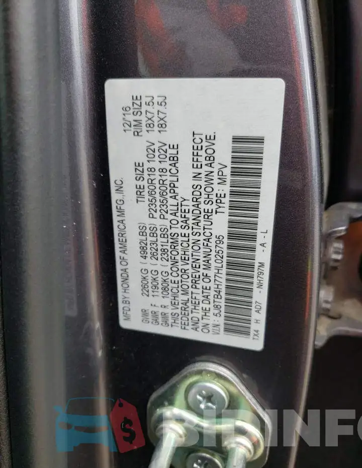 5J8TB4H77HL025795 Photo# 12
