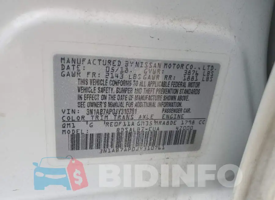 3N1AB7AP0JY310761 Photo# 12