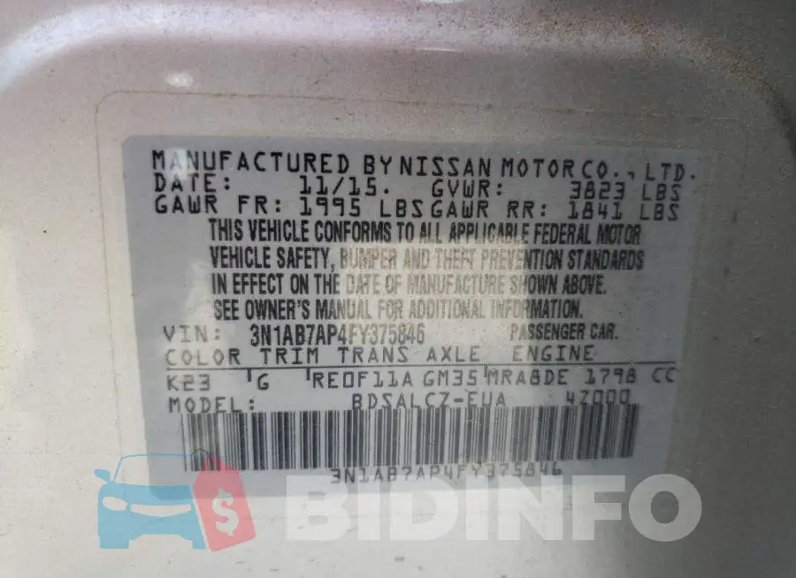 3N1AB7AP4FY375846 Photo# 12