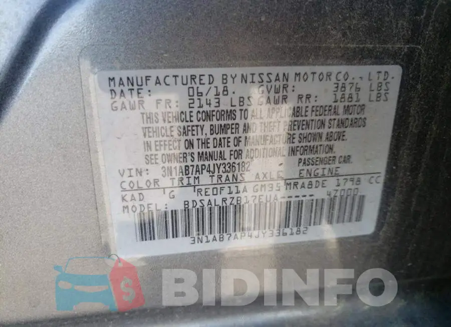 3N1AB7AP4JY336182 Photo# 12