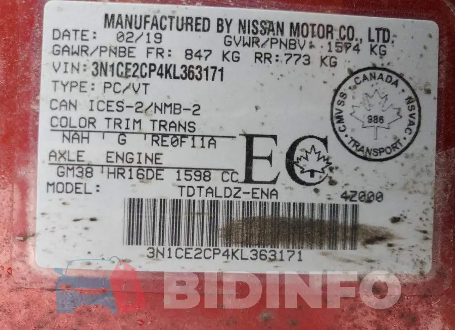 3N1CE2CP4KL363171 Photo# 13