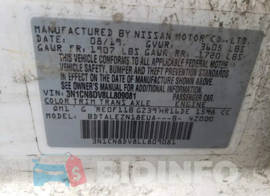 3N1CN8DV8LL809081 Photo# 12