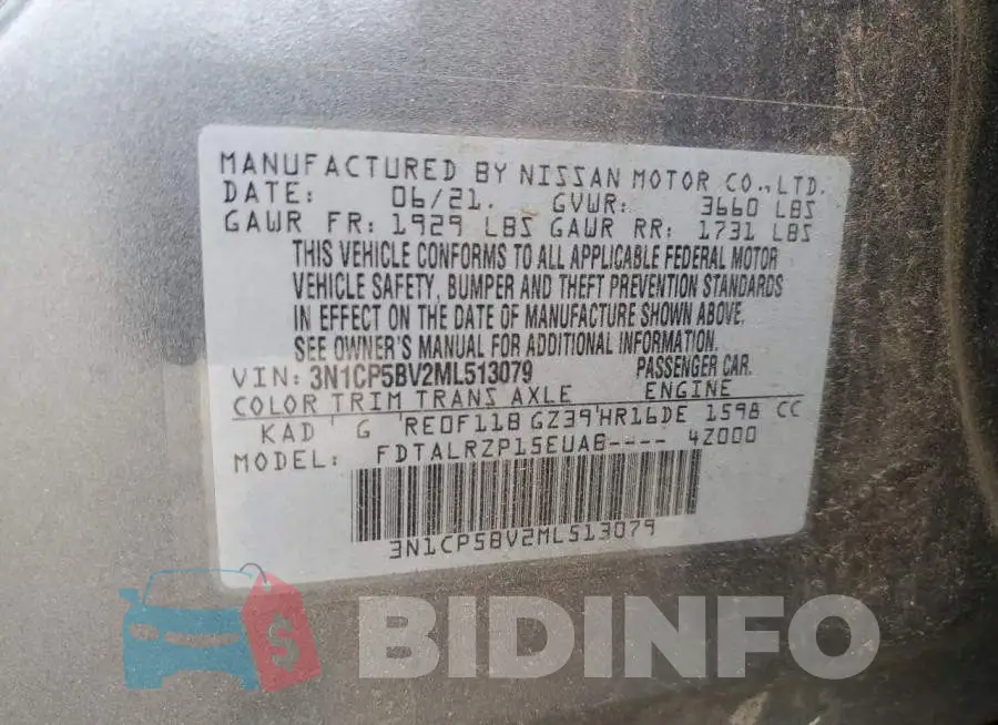 3N1CP5BV2ML513079 Photo# 12