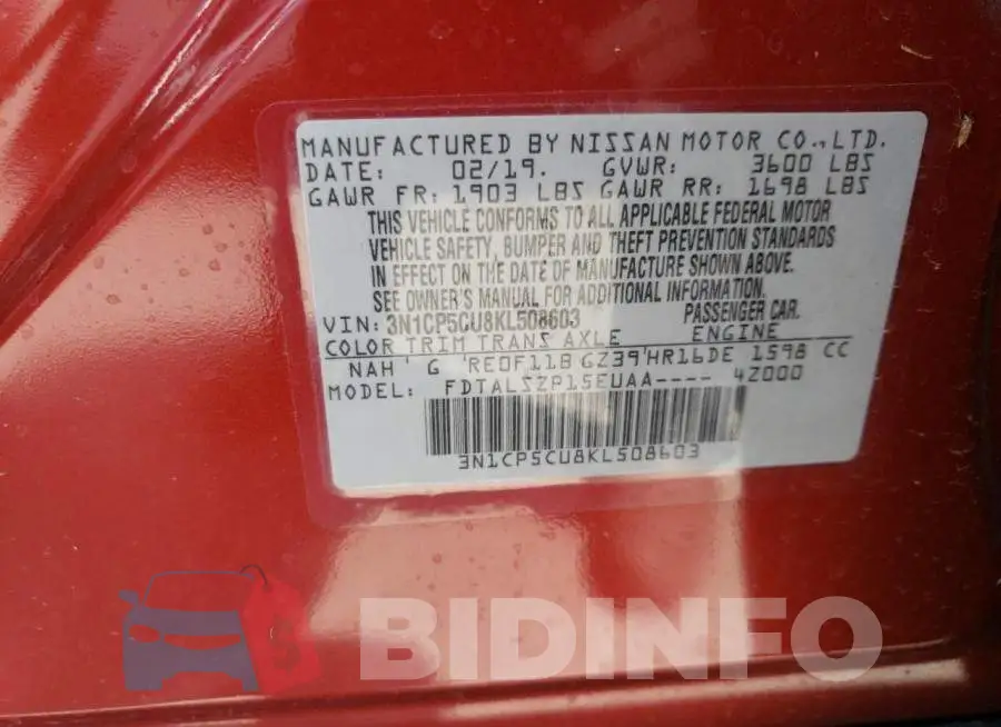 3N1CP5CU8KL508603 Photo# 12