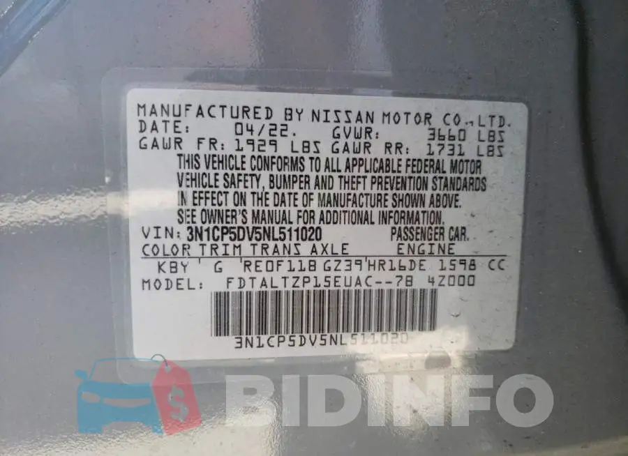 3N1CP5DV5NL511020 Photo# 13