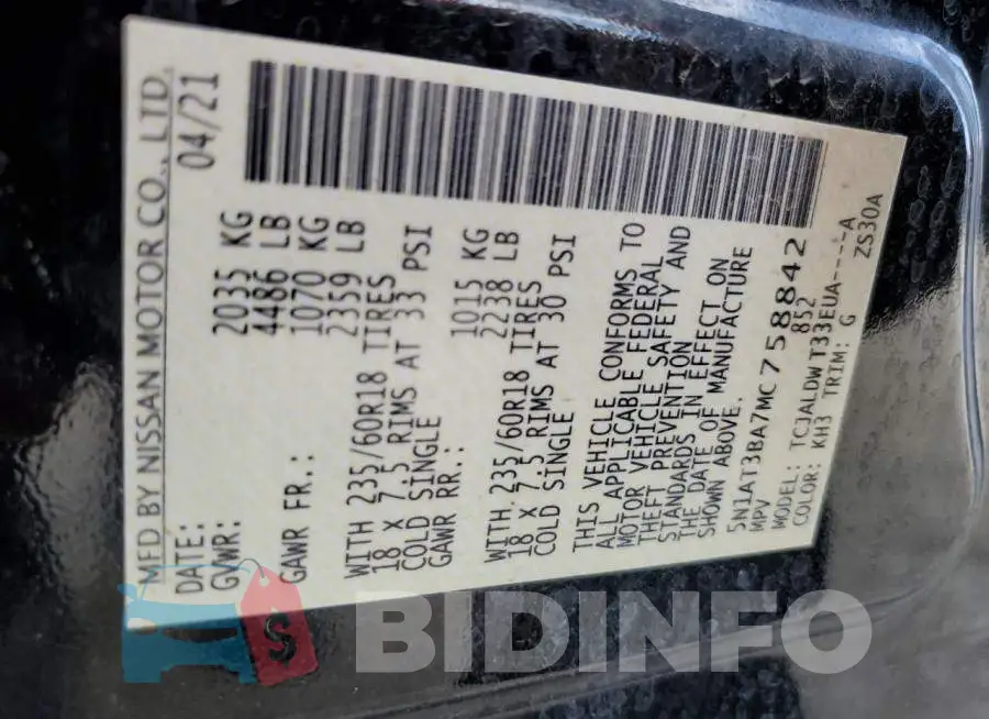 5N1AT3BA7MC758842 Photo# 13