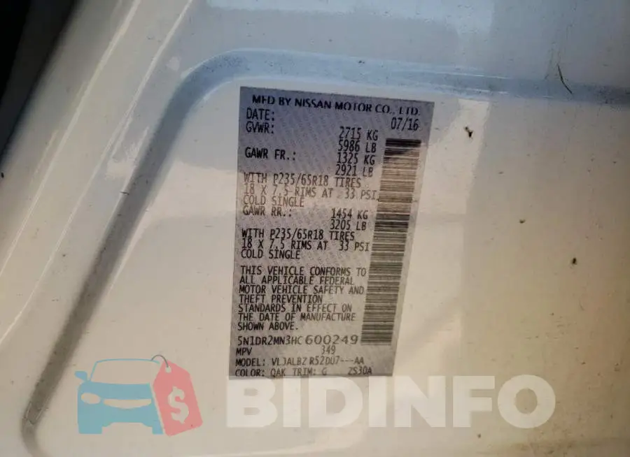 5N1DR2MN3HC600249 Photo# 12