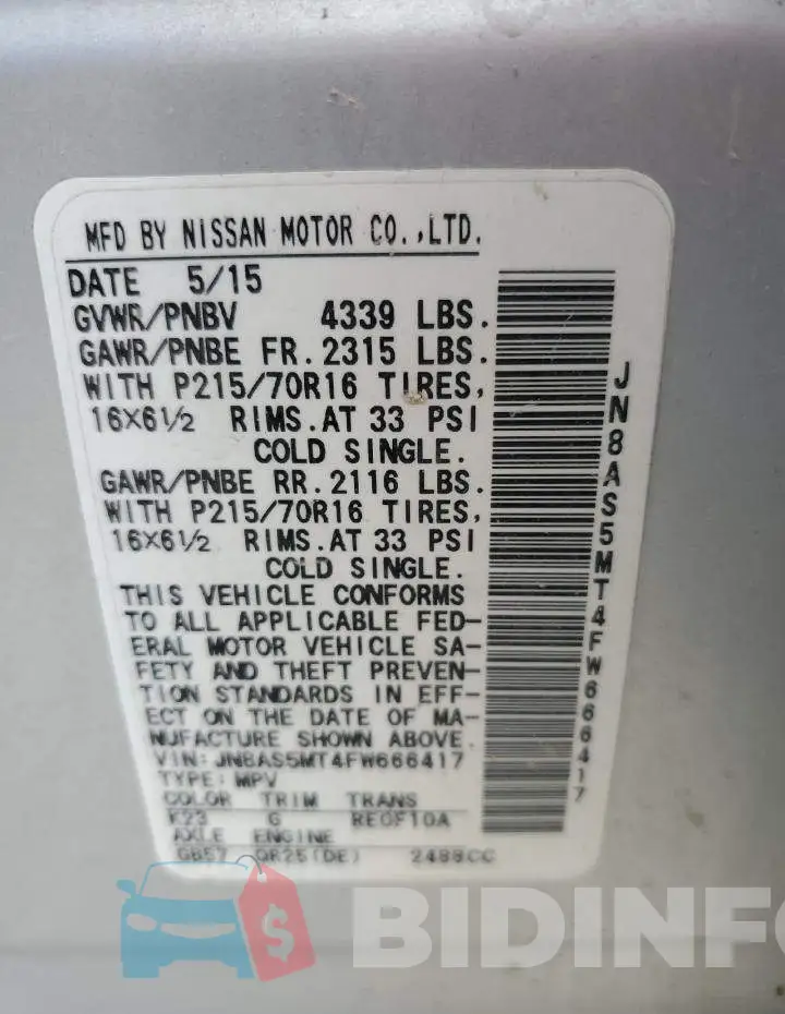 JN8AS5MT4FW666417 Photo# 12