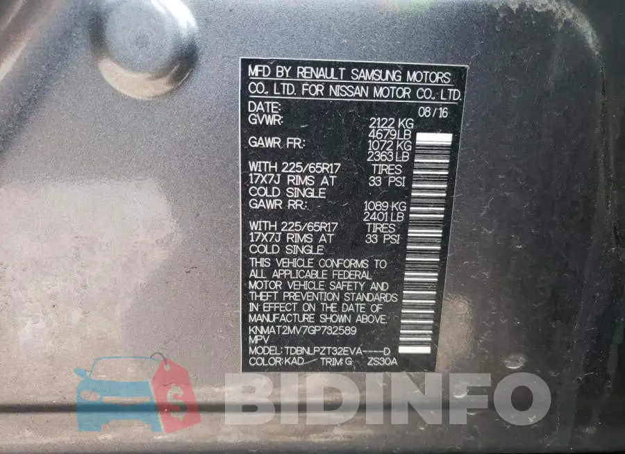 KNMAT2MV7GP732589 Photo# 13