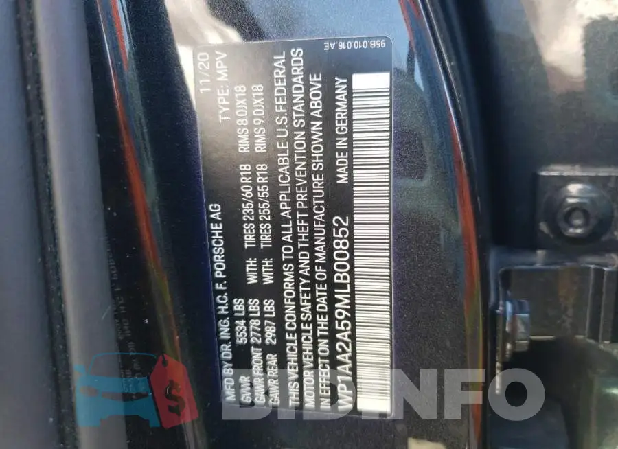 WP1AA2A59MLB00852 Photo# 13