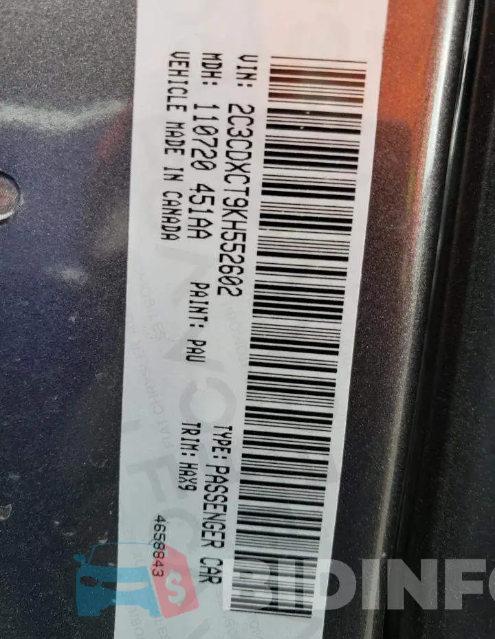 2C3CDXCT9KH552602 Photo# 12