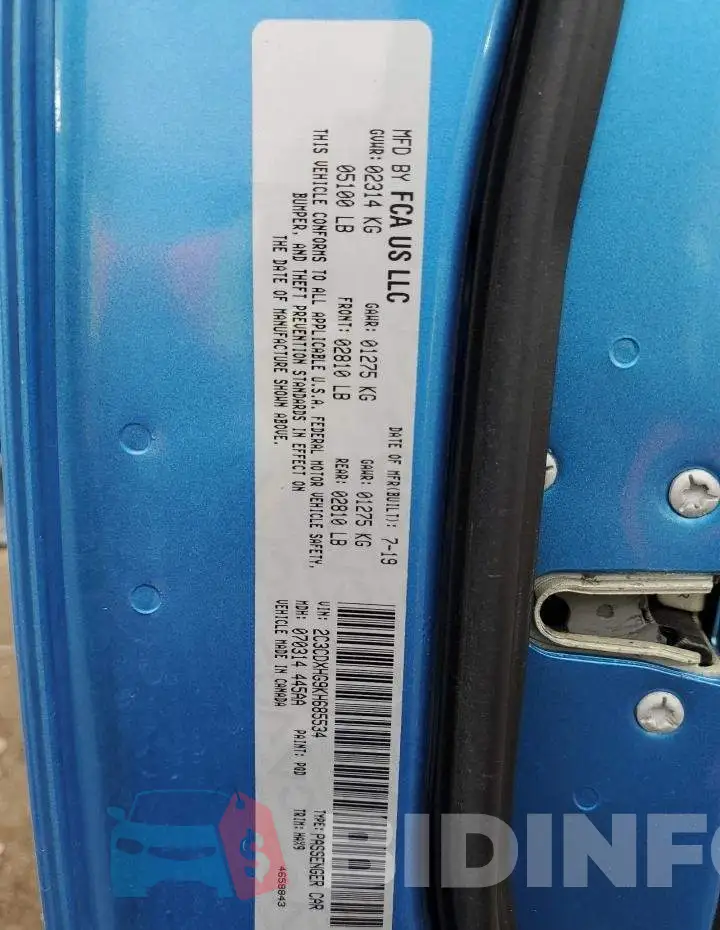 2C3CDXHG9KH685534 Photo# 13