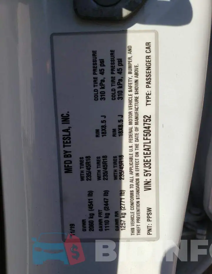 5YJ3E1EA7LF504752 Photo# 12
