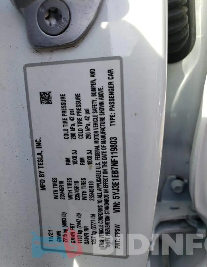 5YJ3E1EB7NF119803 Photo# 12