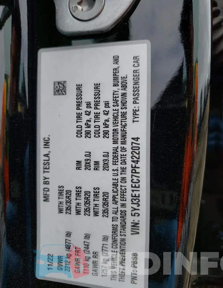 5YJ3E1EC7PF422074 Photo# 12