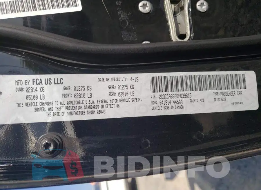 2C3CCABG6KH639815 Photo# 12