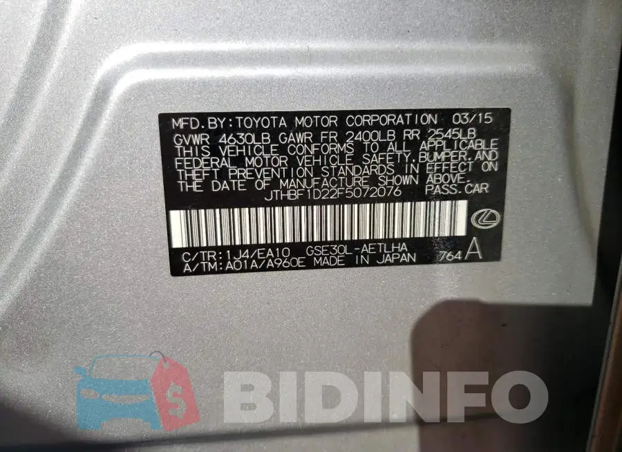 JTHBF1D22F5072076 Photo# 12