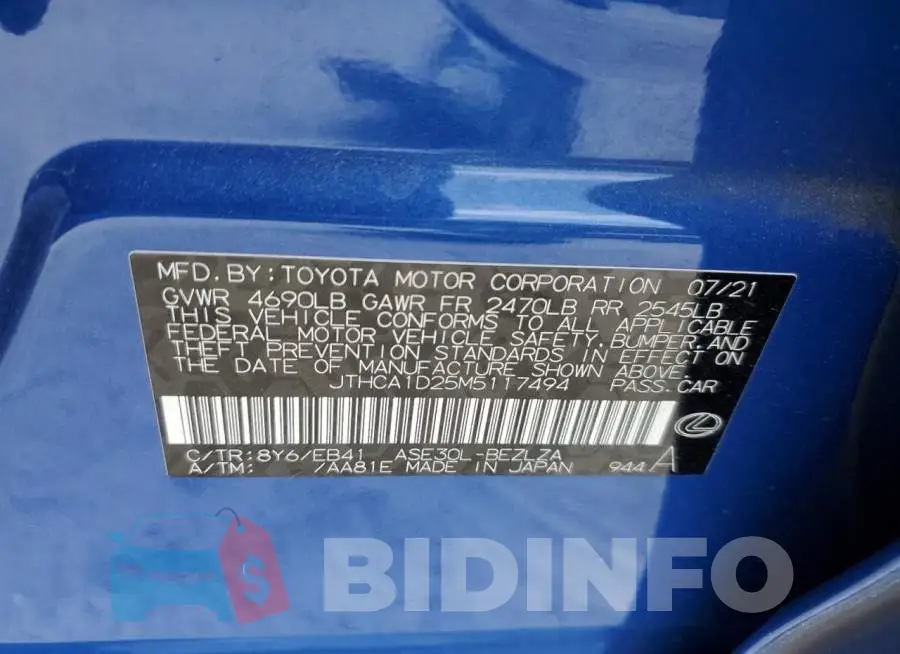 JTHCA1D25M5117494 Photo# 13