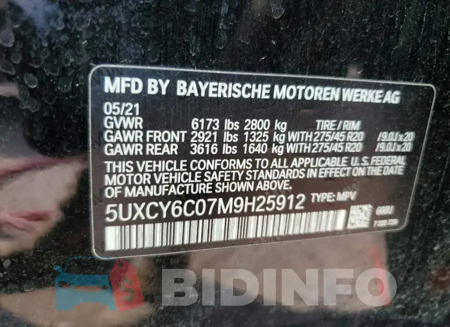 5UXCY6C07M9H25912 Photo# 13