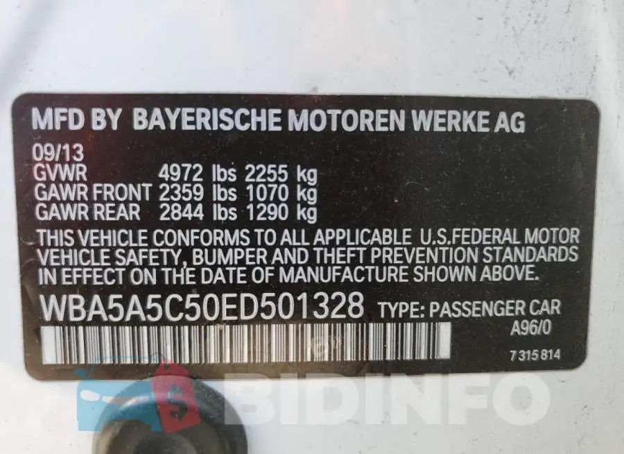 WBA5A5C50ED501328 Photo# 12