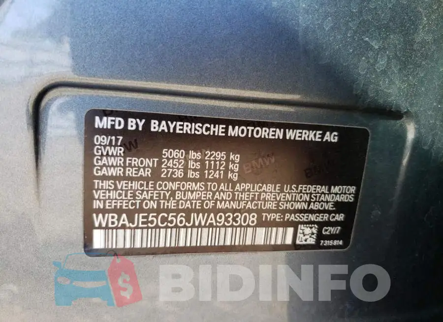 WBAJE5C56JWA93308 Photo# 12
