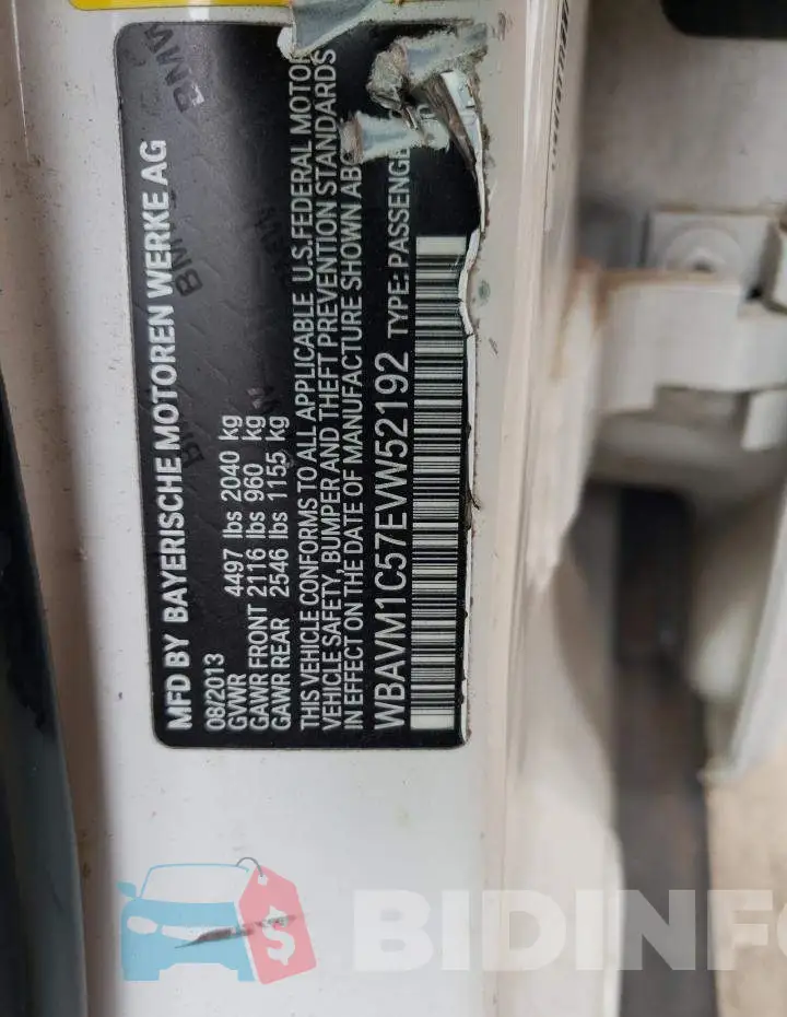 WBAVM1C57EVW52192 Photo# 13