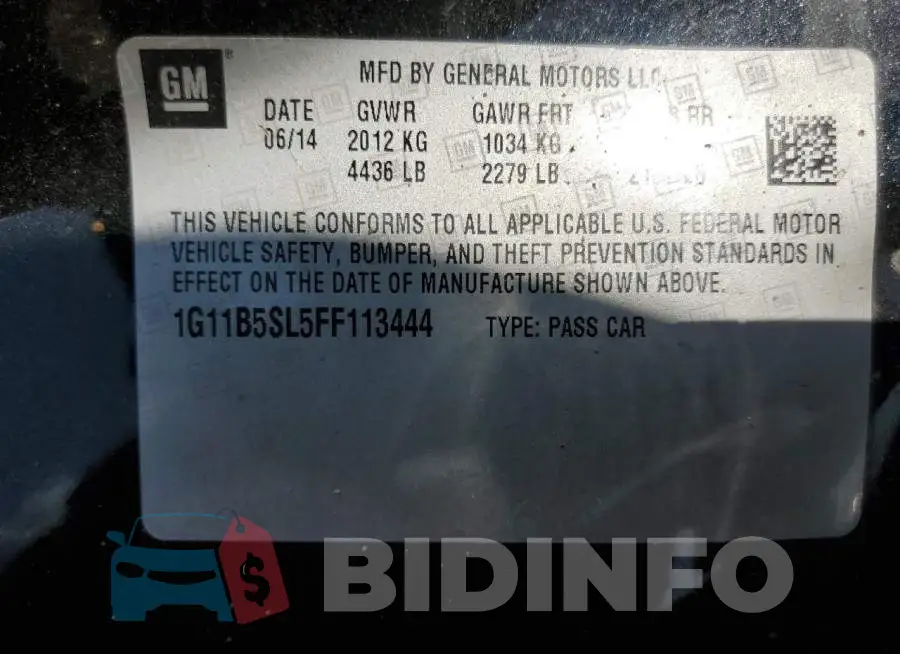 1G11B5SL5FF113444 Photo# 12