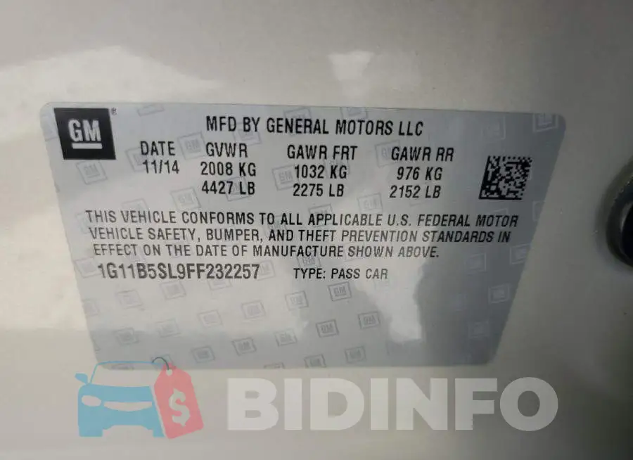 1G11B5SL9FF232257 Photo# 12
