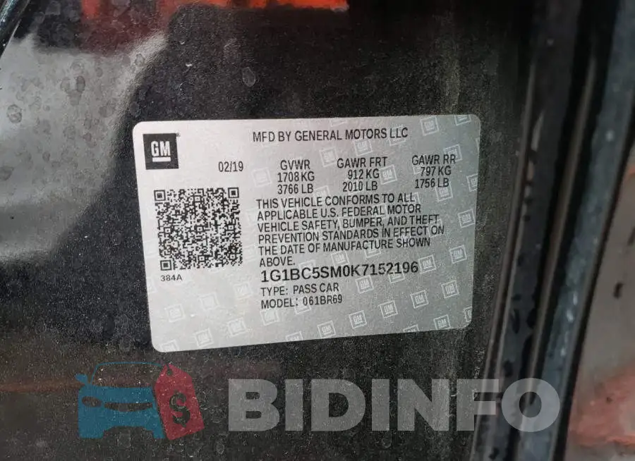 1G1BC5SM0K7152196 Photo# 13