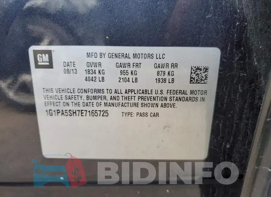 1G1PA5SH7E7165725 Photo# 12