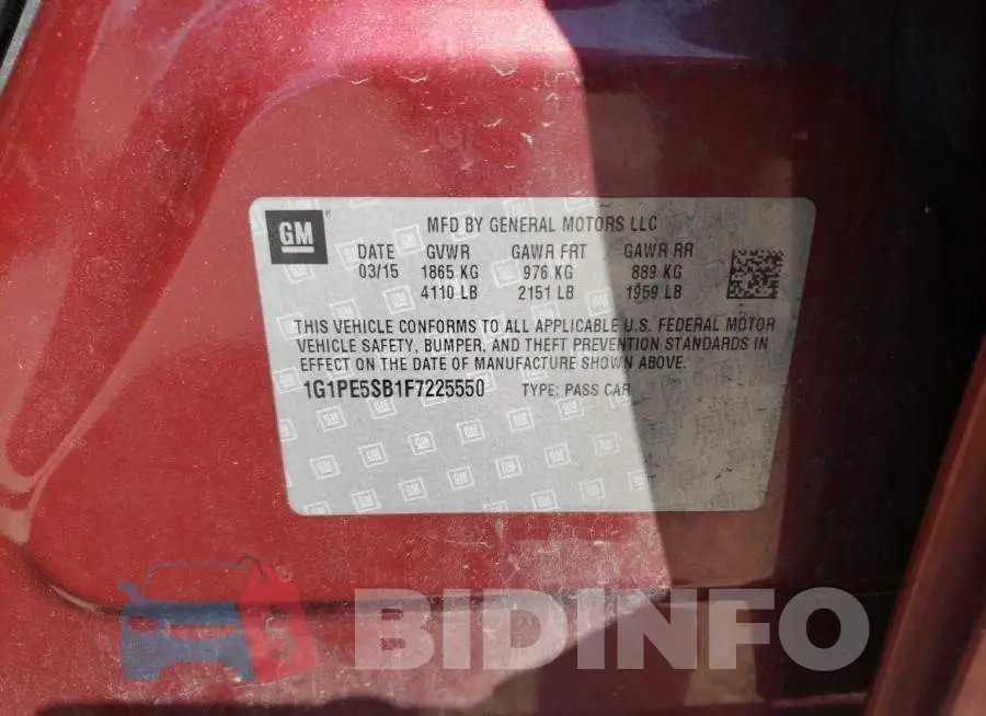 1G1PE5SB1F7225550 Photo# 13
